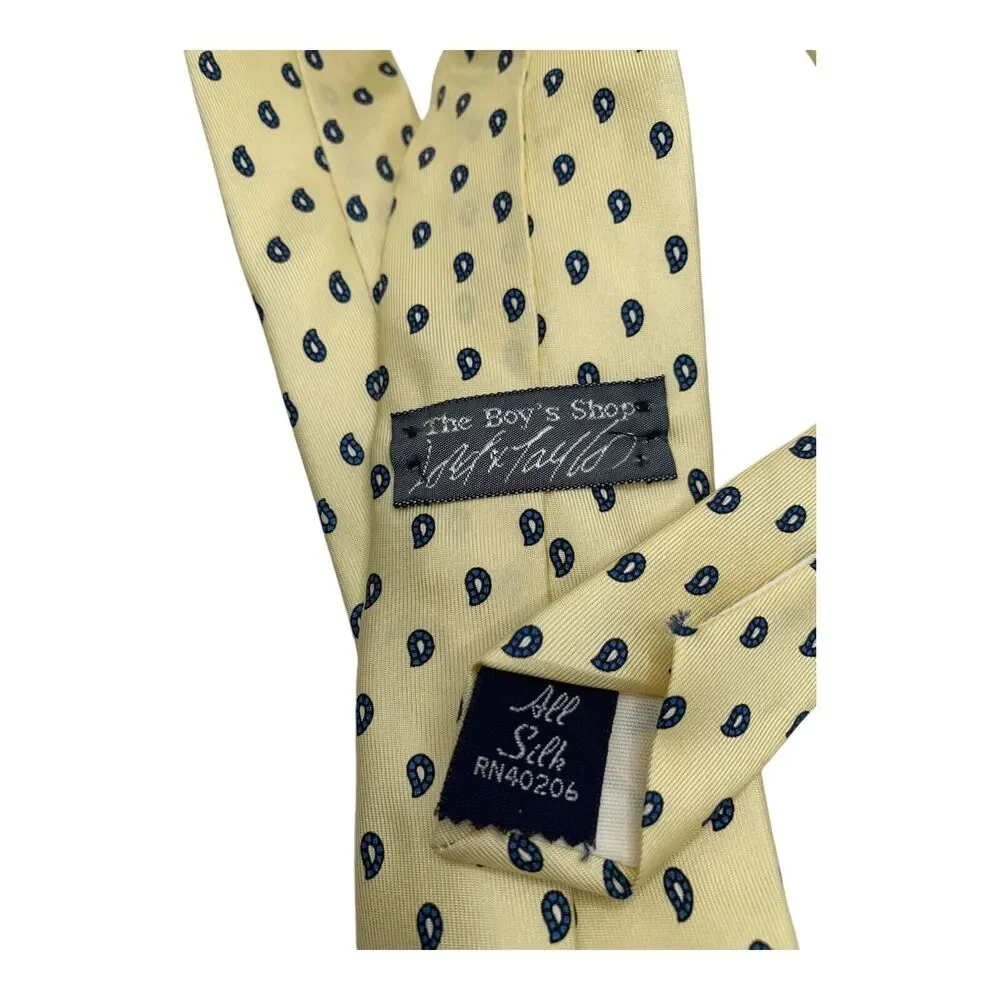 Lord & Taylor the boys shop kids silk neck tie yellow navy